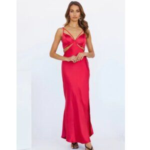 Hello Molly Red Wine Strappy Midi Dress